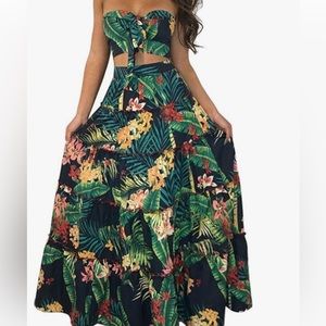 Floral two piece skirt set